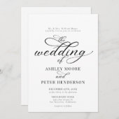 Minimalistische klassische Hochzeit mit einfachem Einladung (Vorne/Hinten)