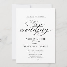Minimalistische klassische Hochzeit mit einfachem Einladung