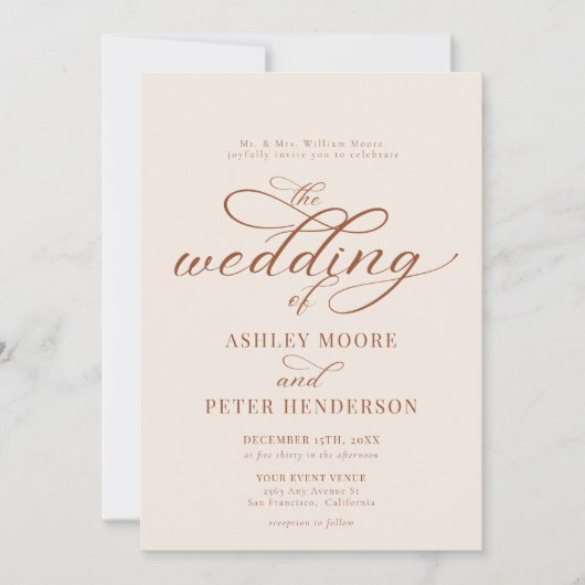 Minimalistische klassische Hochzeit mit einfachem  Einladung (Vorderseite)