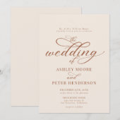 Minimalistische klassische Hochzeit mit einfachem  Einladung (Vorne/Hinten)