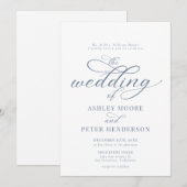 Minimalistische klassische Hochzeit mit einfachem  Einladung (Vorne/Hinten)