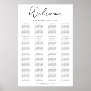 Minimalistische klassische Hochzeit Sitzordnung Poster