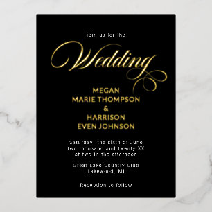 Minimalistische klassische Hochzeitseinladung Folie Einladungspostkarte