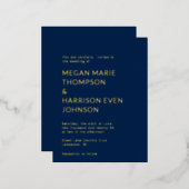 Minimalistische klassische Hochzeitseinladung Folie Einladungspostkarte (Vorderseite/Rückseite)