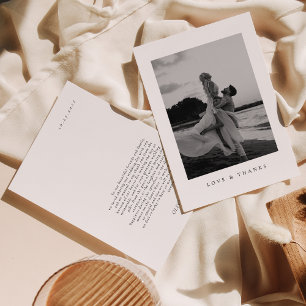 Minimalistische klassische Hochzeitsfoto-Dankeskar Dankeskarte