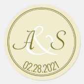 Minimalistische klassische Hochzeitstile und Datum Runder Aufkleber (Vorderseite)