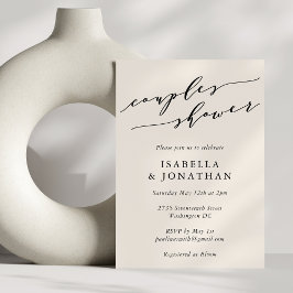 Minimalistische klassische Ivory Cream Couples Dus Einladung