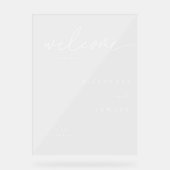 Minimalistische klassische Script-Hochzeit Willkom Acrylschild (Vorderseite)