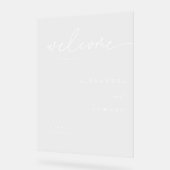 Minimalistische klassische Script-Hochzeit Willkom Acrylschild (Winkel)