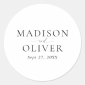 Minimalistische Klassische Skripthochzeit Runder Aufkleber (Vorderseite)