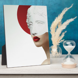 Minimalistische klassische Skulptur moderner roter Fotoplatte