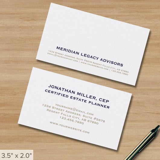 Minimalistische klassische Typografie Visitenkarte