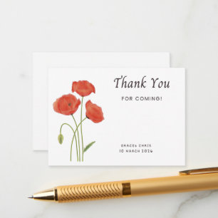 Minimalistische Klatschmohn-Dankeskarte   Anpassba Begleitkarte