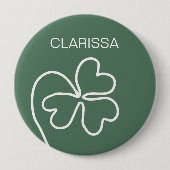 Minimalistische Kleeblattlinie Zeichne grüne Benut Button (Vorderseite)