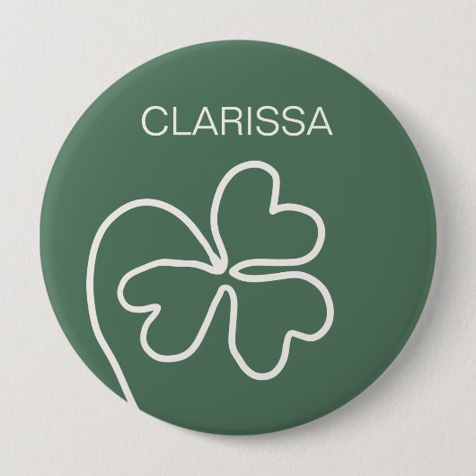 Minimalistische Kleeblattlinie Zeichne grüne Benut Button (Vorderseite)