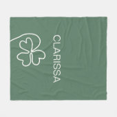 Minimalistische Kleeblattlinie Zeichne grüne Benut Fleecedecke (Vorderseite (Horizontal))