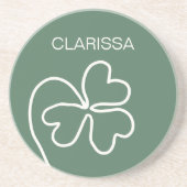 Minimalistische Kleeblattlinie Zeichne grüne Benut Getränkeuntersetzer (Vorne)