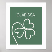 Minimalistische Kleeblattlinie Zeichne grüne Benut Poster (Vorne)