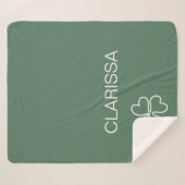 Minimalistische Kleeblattlinie Zeichne grüne Benut Sherpadecke (Vorderseite (Horizontal))