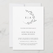 Minimalistische Kleider Monogram Simple Black Wedd Einladung (Vorderseite)