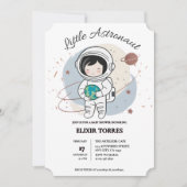 Minimalistische Kleine Astronautenpuppe Einladung (Vorderseite)