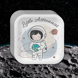 Minimalistische Kleine Astronautenpuppe Pappteller