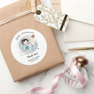 Minimalistische Kleine Astronautenpuppe Runder Aufkleber