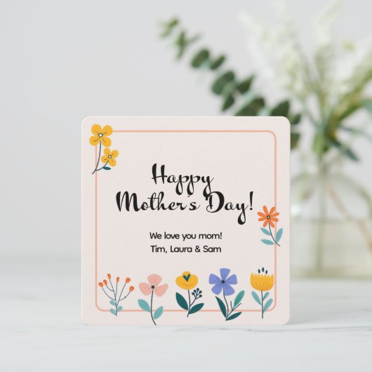 Minimalistische kleine Blume Personalisiert Karte (Stehend Vorderseite)