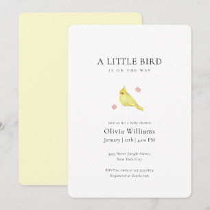 Minimalistische kleine florale Vogel-Baby-Party Einladung