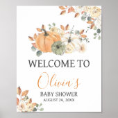 Minimalistische kleine Pumpkin Baby Dusche Empfang Poster (Vorne)