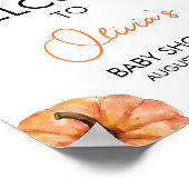 Minimalistische kleine Pumpkin Baby Dusche Willkom Poster (Ecke)