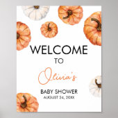 Minimalistische kleine Pumpkin Baby Dusche Willkom Poster (Vorne)