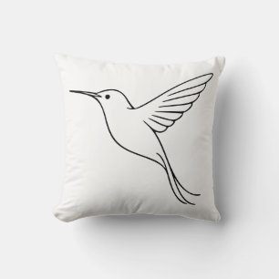 Minimalistische Kolibri-Linienkunst im Flug Kissen