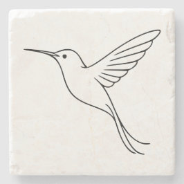 Minimalistische Kolibri-Linienkunst im Flug Steinuntersetzer