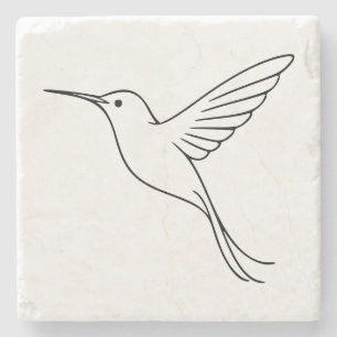 Minimalistische Kolibri-Linienkunst im Flug Steinuntersetzer