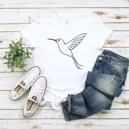 Minimalistische Kolibri-Linienkunst im Flug T-Shirt
