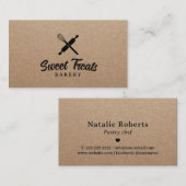Minimalistische Konditorei Backwaren Rustikale Kra Visitenkarte (Vorne/Hinten)