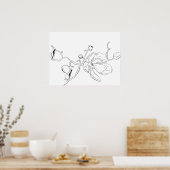 Minimalistische Kontur Single Magnolia Bloom Poster (Küche)