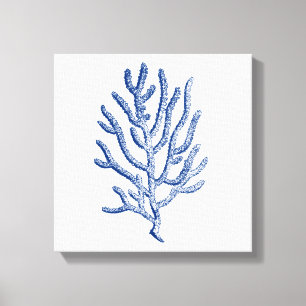 Minimalistische Koralle in Blau Leinwanddruck