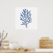 Minimalistische Koralle in Blau Poster (Küche)