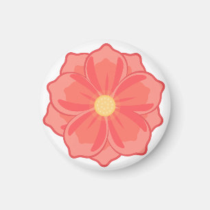Minimalistische korallenrosa Blüten-Grafik Magnet