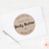 Minimalistische Kraft Body Butter Einfache Etikett Runder Aufkleber (Umschlag)