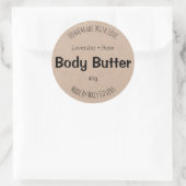 Minimalistische Kraft Body Butter Einfache Etikett Runder Aufkleber (Tasche)