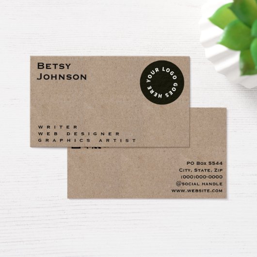 Minimalistische Kraft mit Logo und QR-Code-Visiten (Schreibtisch)