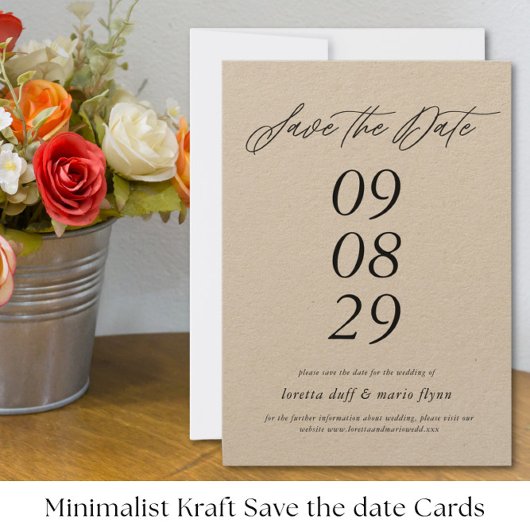 Minimalistische Kraft-Papier Save the Date Einladu Einladung