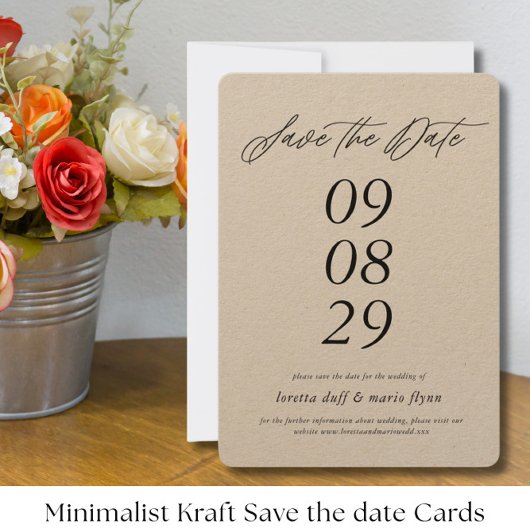 Minimalistische Kraft-Papier Save the Date Einladu Einladung