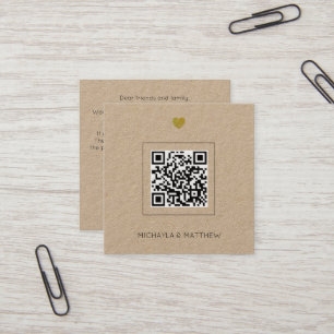 Minimalistische Kraft QR Code Hochzeitsempfehlung Quadratische Visitenkarte