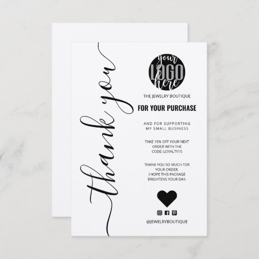 Minimalistische Kraft Signature Script Order Viele Dankeskarte (Vorne/Hinten)