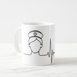Minimalistische Krankenpfleger-Herzschlag-Linienku Kaffeetasse