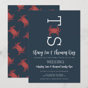 Minimalistische Krebs-Grill-Typografie-Hochzeit Einladung
